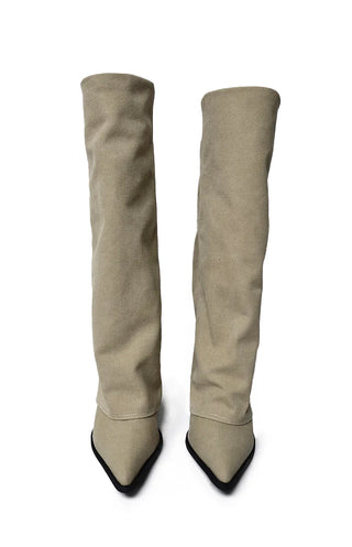 LINEN FOLD HIDDEN STELETTO WARMER LONG BOOTS