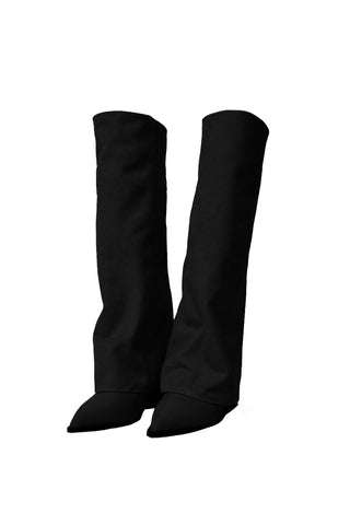 LINEN FOLD HIDDEN STELETTO WARMER LONG BOOTS
