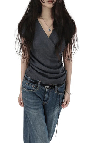 Teen Low-Rise Blue Jeans Vintage Washing Semi-Denim Pants