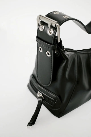 Eyelet Leather Buckle Shoulder Bag