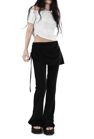 OH STUDDED UNBAL OFF-SHOULDER SHORT SLEEVE TEE