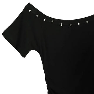 OH STUDDED UNBAL OFF-SHOULDER SHORT SLEEVE TEE