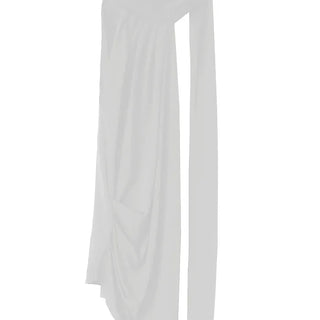 Halter Unbalanced Neck Tie Sateen Half Blouse