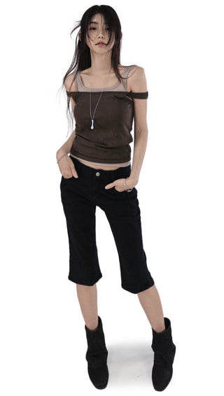 CAPRI EDGE SLIT HALF BERMUDA PANTS