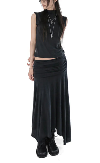 HOOL FLARE UNBAL LONG WRAP SKIRT