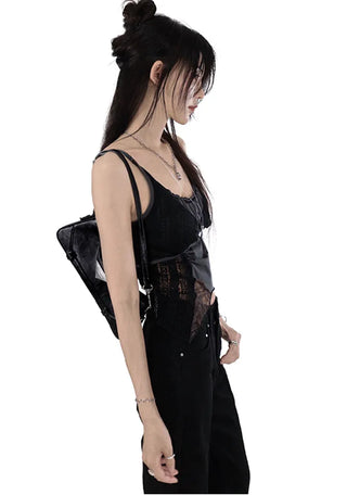 Long D Ring Dart Slit Cotton Bootcut Pants