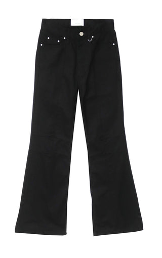 Long D Ring Dart Slit Cotton Bootcut Pants