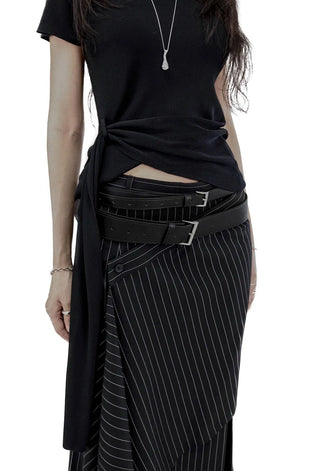 E TWO BUCKLE DOUBLE LAYERED WRAP BELT