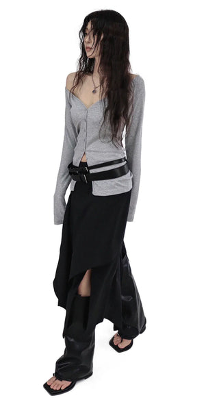 E TWO BUCKLE DOUBLE LAYERED WRAP BELT