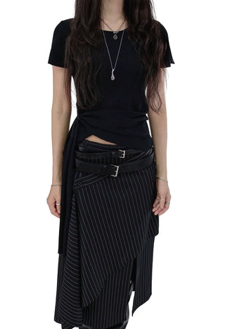 E TWO BUCKLE DOUBLE LAYERED WRAP BELT
