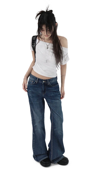 DUAL OFF SHORT-SLEEVED UNBAL TOP