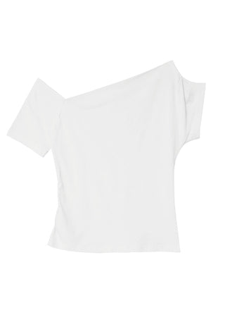 DUAL OFF SHORT-SLEEVED UNBAL TOP