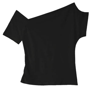 DUAL OFF SHORT-SLEEVED UNBAL TOP