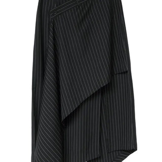 KALO UNBALANCED DRAPE BUTTON SLIT WRAP SKIRT