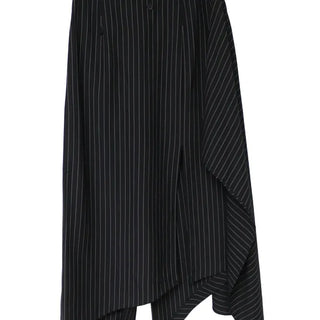 KALO UNBALANCED DRAPE BUTTON SLIT WRAP SKIRT