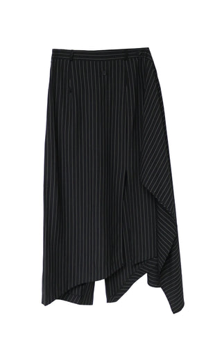KALO UNBALANCED DRAPE BUTTON SLIT WRAP SKIRT