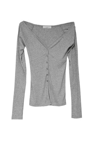 BODY LINE V-NECK KNIT CARDIGAN Body cut line V-neck ribbed knit cardigan