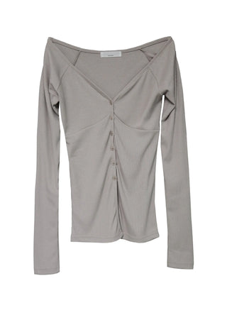BODY LINE V-NECK KNIT CARDIGAN Body cut line V-neck ribbed knit cardigan