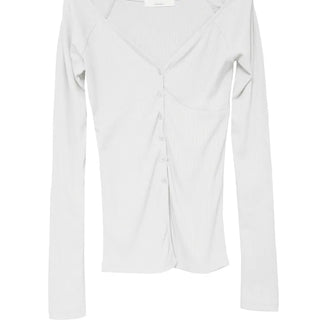 BODY LINE V-NECK KNIT CARDIGAN Body cut line V-neck ribbed knit cardigan