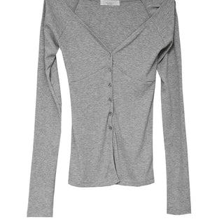 BODY LINE V-NECK KNIT CARDIGAN Body cut line V-neck ribbed knit cardigan