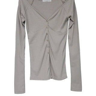 BODY LINE V-NECK KNIT CARDIGAN Body cut line V-neck ribbed knit cardigan