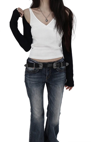 ZIKEN SOFT LAYERED MINI SHORT BOLERO CARDIGAN