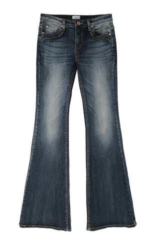 Den Low Waist Curve Pocket Edge Bootcut Denim Jeans
