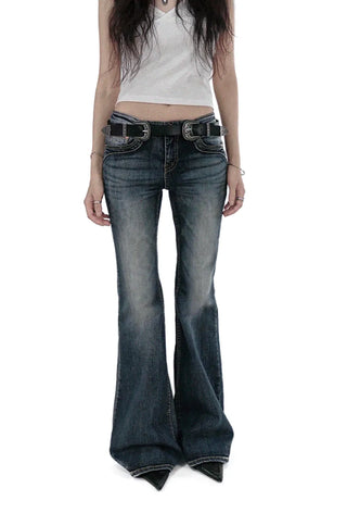 Den Low Waist Curve Pocket Edge Bootcut Denim Jeans