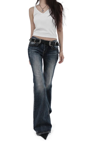 Den Low Waist Curve Pocket Edge Bootcut Denim Jeans