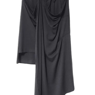 Multi-Drape Button Unbalanced Layered Wrap Skirt