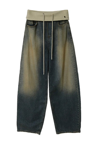 ROLL-UP LIP FADE WIDE DENIM JEANS