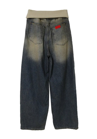 ROLL-UP LIP FADE WIDE DENIM JEANS
