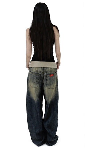 ROLL-UP LIP FADE WIDE DENIM JEANS