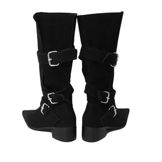 SHOE BUCKLE STRETTO ANKLE MIDDLE BOOTS