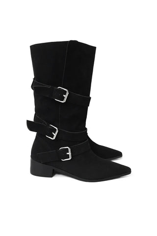 SHOE BUCKLE STRETTO ANKLE MIDDLE BOOTS