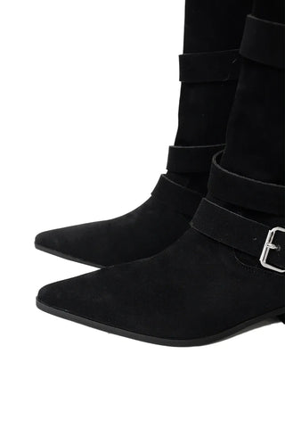 SHOE BUCKLE STRETTO ANKLE MIDDLE BOOTS