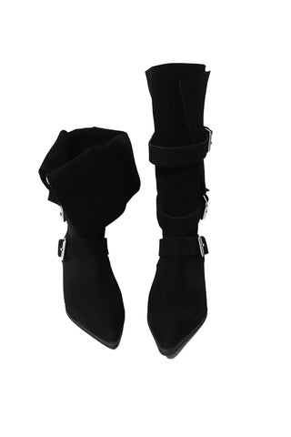 SHOE BUCKLE STRETTO ANKLE MIDDLE BOOTS