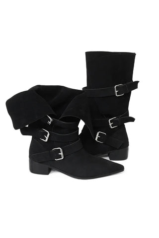SHOE BUCKLE STRETTO ANKLE MIDDLE BOOTS
