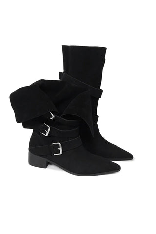 SHOE BUCKLE STRETTO ANKLE MIDDLE BOOTS