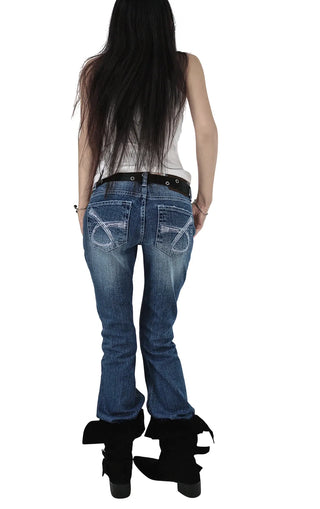 TEACH BACK LOW RISE SCRATCH WASHING REAL BOOTCUT