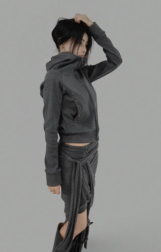 SILHOUETTE DRAPE CURVE TIE-WRAP UNBAL SKIRT