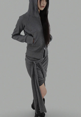 SILHOUETTE DRAPE CURVE TIE-WRAP UNBAL SKIRT