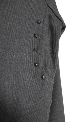 SPIKE STUD HIGH NECK HOODED ZIP-UP