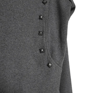 SPIKE STUD HIGH NECK HOODED ZIP-UP