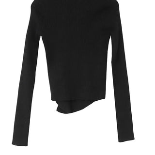 Asymmetric Square Unbalanced Button Deep Slit Knit Top