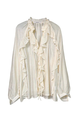 LATTE ROMANTIC RUFFLE FRILL SHEER BLOUSE
