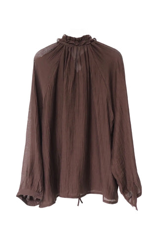 LATTE ROMANTIC RUFFLE FRILL SHEER BLOUSE
