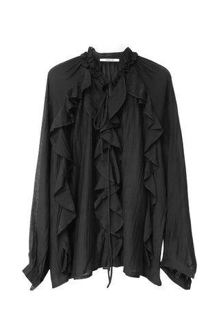 LATTE ROMANTIC RUFFLE FRILL SHEER BLOUSE