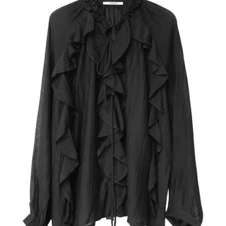 LATTE ROMANTIC RUFFLE FRILL SHEER BLOUSE