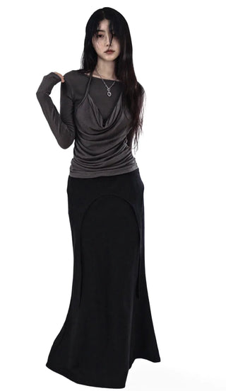ROSS LONG TIE STRAP LAYERED MAXI SKIRT